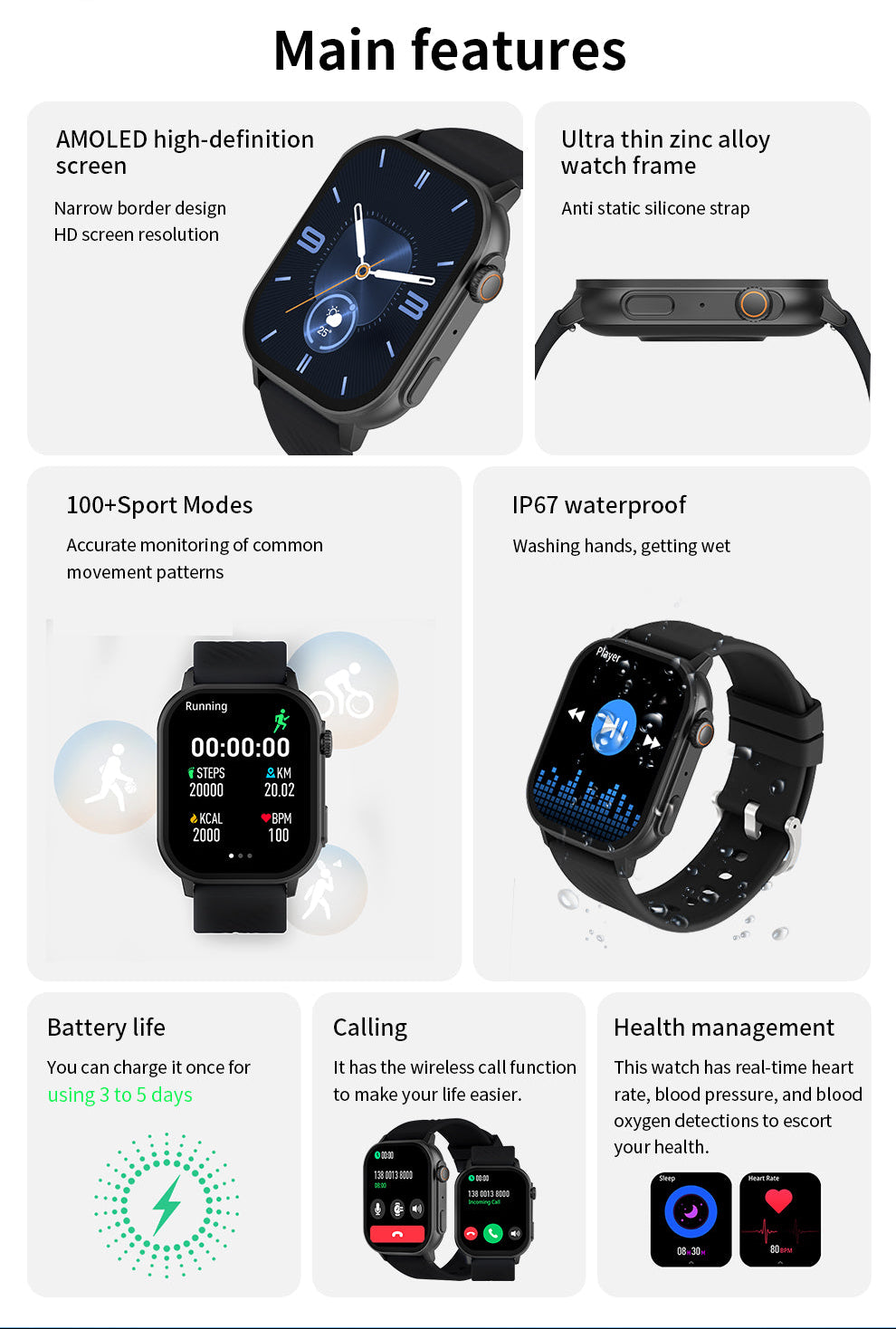 DEVIA Smartwatch Pro 2 – AMOLED Smartwatch mit Telefonfunktion