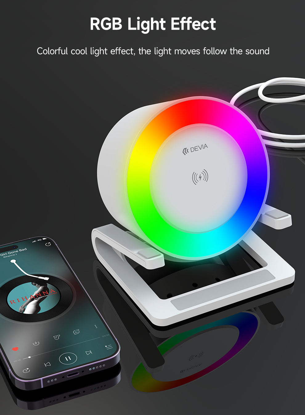 Wireless Speaker mit Ladefunktion und Nachtlicht