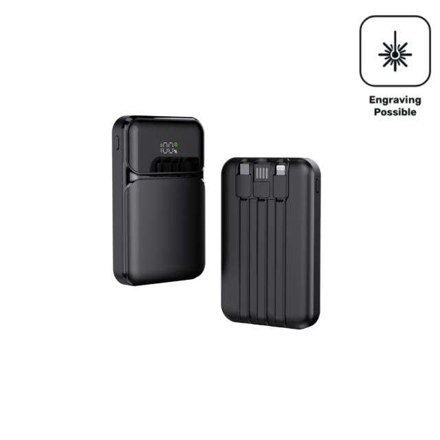 Powerbank, integriertem Kablo (gravierbar)